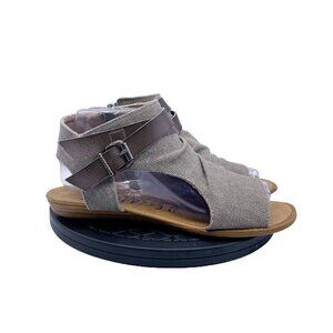 Blowfish Malibu Sandals Womens 8 Slingback brown Canvas Zipper Buckle Straps